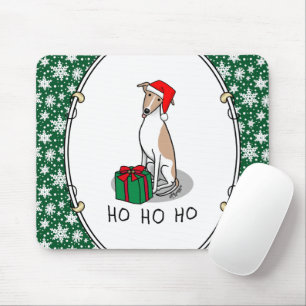 Mousepad Cachorro de Natal, Papai Noel e Cachorro Branco