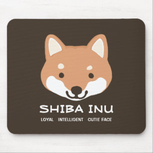 Mousepad Cachorro de Shiba Inu   Rosto Inteligente Real