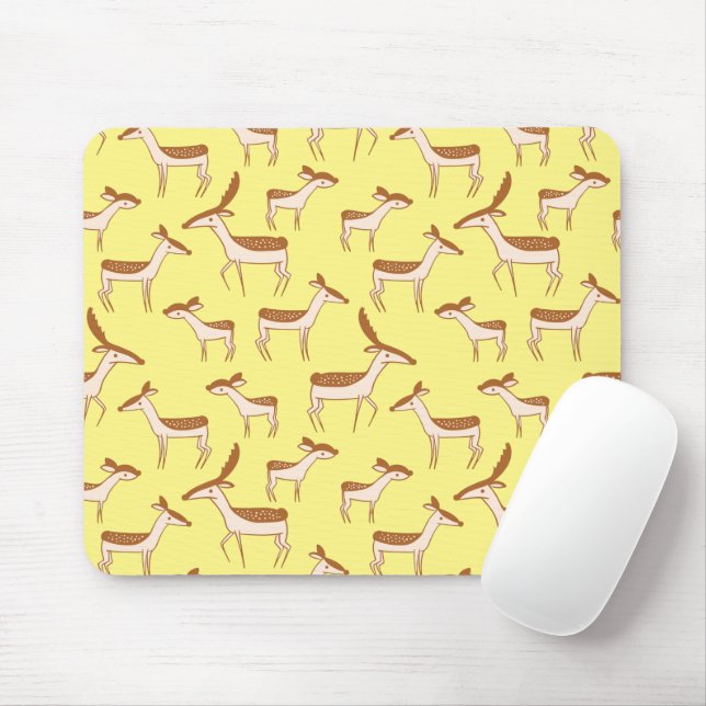 Mousepad Cachorro de Veado e Família no Amarelo Pastel (Com mouse)