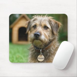 Mousepad Cachorro Desgrenhado Adotado Com Casa de Cachorro