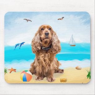 Mousepad Cachorro do Cocker Spaniel em Praia