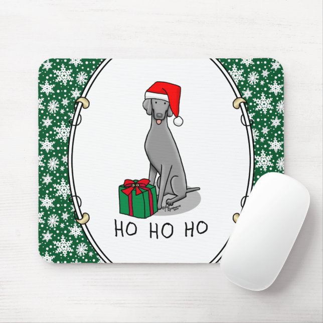 Mousepad Cachorro do Weimaraner do Papai Noel (cinza 1) (Com mouse)