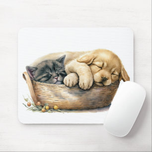 Mousepad Cachorro E Gatinho No Cesto