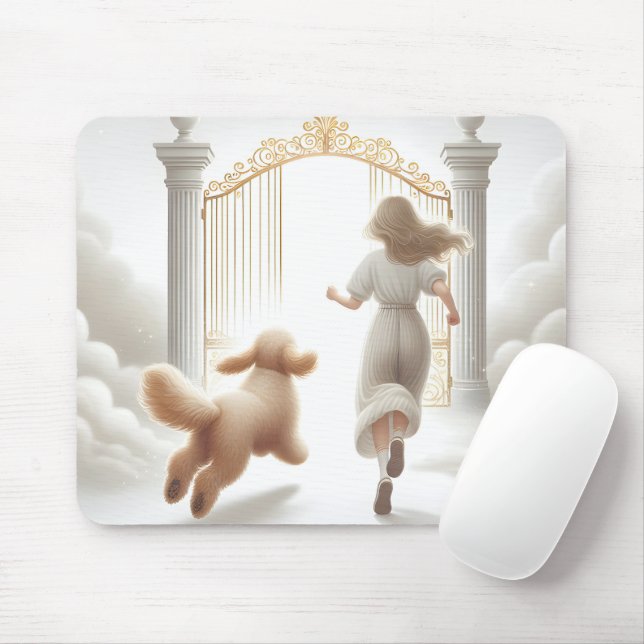 Mousepad Cachorro e Mulher em Portas Celestiais (Com mouse)
