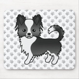 Mousepad Cachorro e patas, Casaco, preto e branco, longo