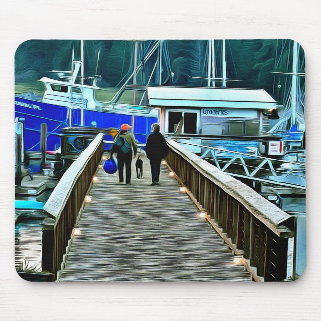 Mousepad Cachorro e vida do Barco no mouse em Lopez Island  (Frente)