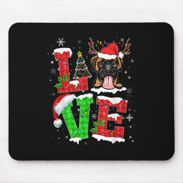 Mousepad Cachorro Engraçado Árvore de Natal Luzes Xmas Paja (Frente)