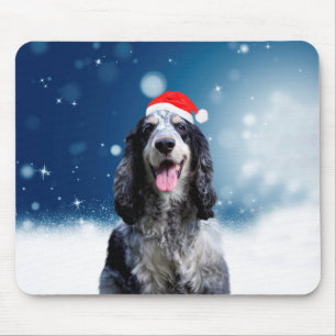 Mousepad Cachorro Espanhol Com O Chapéu De Natal