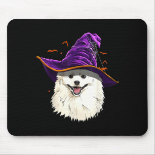 Mousepad Cachorro Esquimó Americano Chapéu de Bruxa Funny H