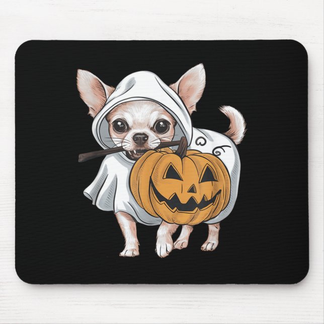 Mousepad Cachorro Fantasma de Chihuahua no Halloween (Frente)