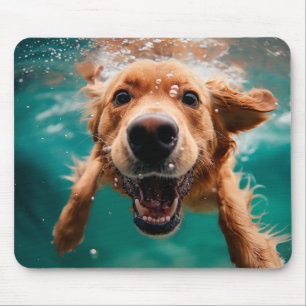 Mousepad Cachorro Feliz da Raça Golden Retriever Nadar Subm