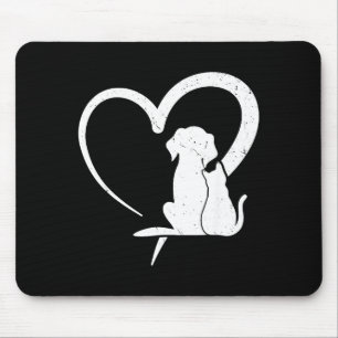 Mousepad Cachorro Filhote E Gatinho Coração Para Amantes De