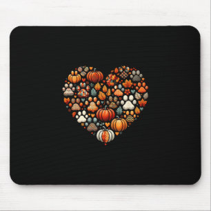 Mousepad Cachorro Fofo Gato Pata Impressão Abóbora Folha de