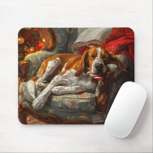 Mousepad Cachorro Foxhound Americano de Natal Festivo
