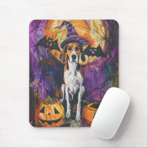 Mousepad Cachorro Foxhound Inglês Americano Halloween Abóbo