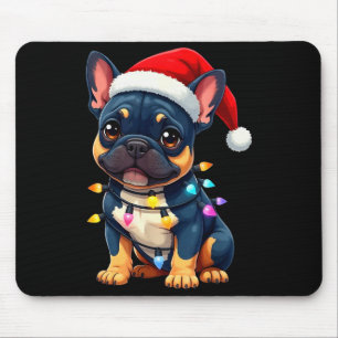 Mousepad Cachorro francês fofo de Natal Santa amante de cãe