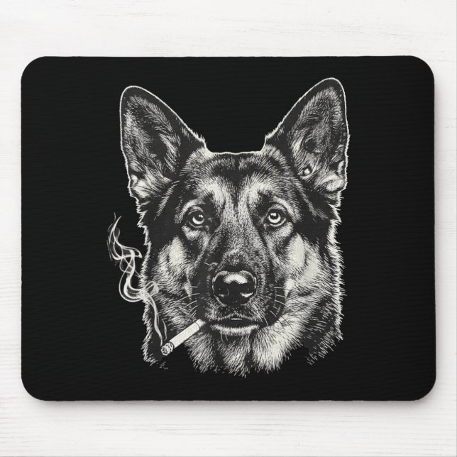 Mousepad Cachorro Fumando Cigarro Meme Divertido Pastor Ale (Frente)