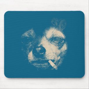 Mousepad Cachorro fumando cigarro meme engraçado de Chihuah