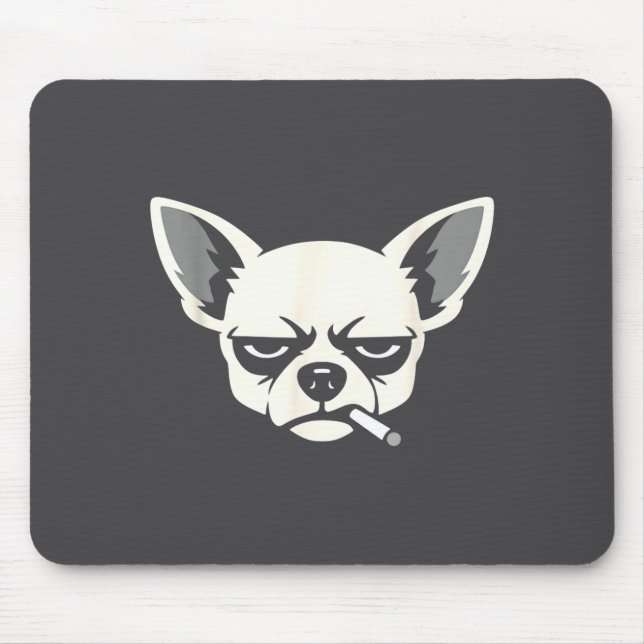 Mousepad Cachorro fumando cigarro meme engraçado de Chihuah (Frente)