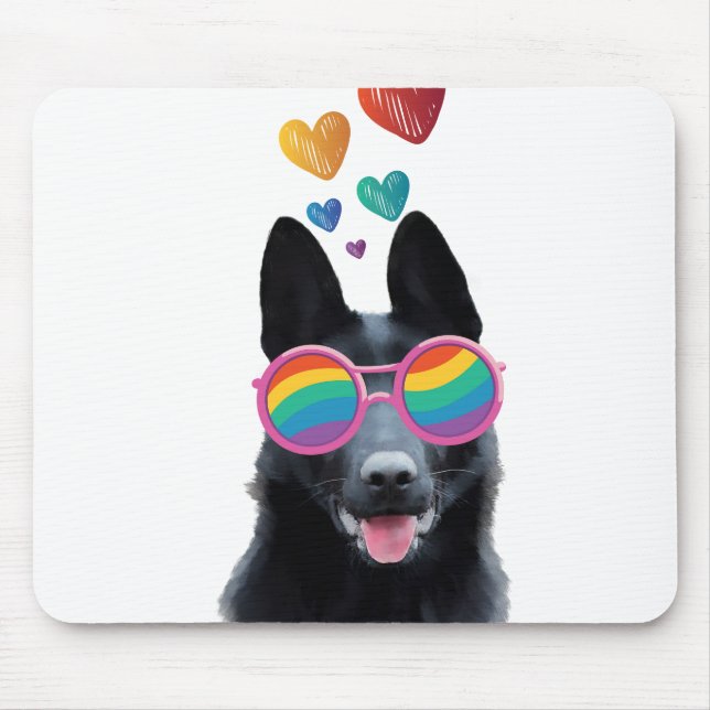 Mousepad Cachorro german shepherd com Dia de os namorados d (Frente)