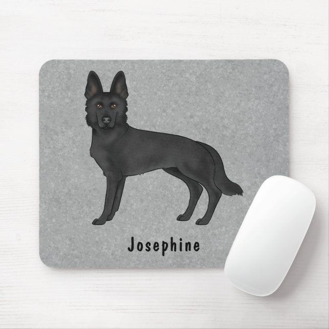 Mousepad Cachorro German shepherd Preto E Cinza De Nome Per (Com mouse)