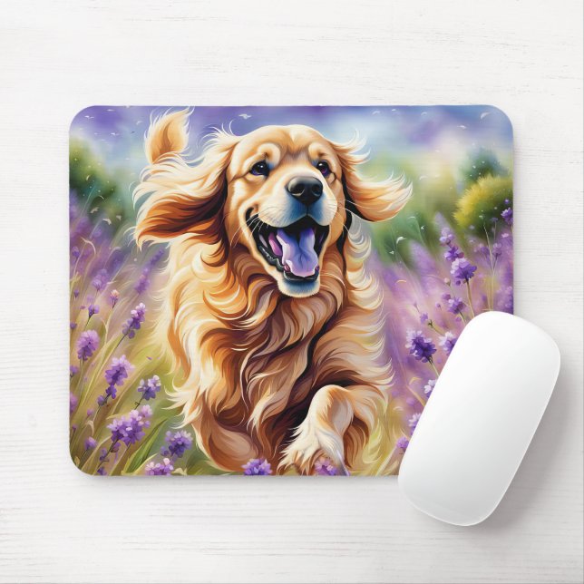 Mousepad Cachorro Golden Retriever feliz (Com mouse)