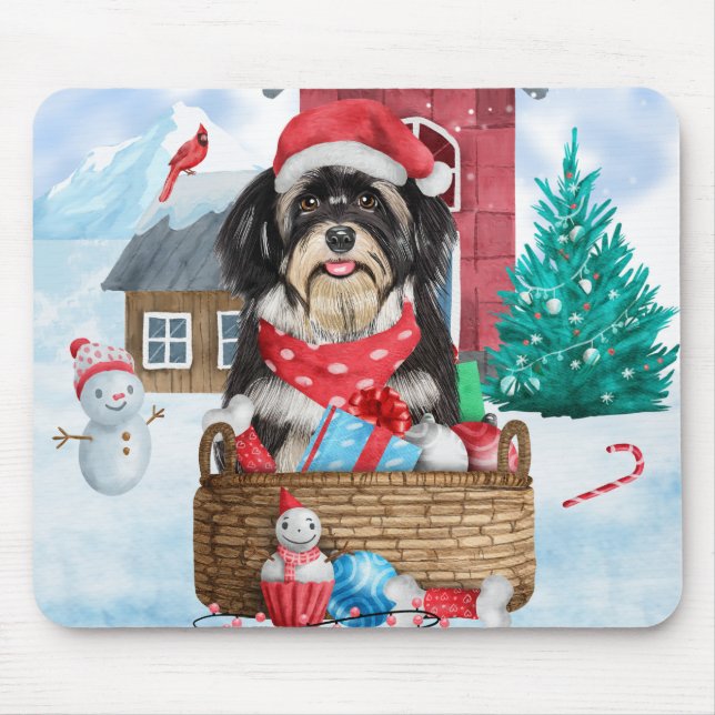 Mousepad Cachorro Havanês Na Casa De Cachorro De Natal Na N (Frente)