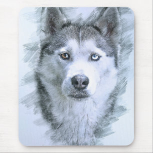 Mousepad Cachorro Husky Siberiano Desenho Cachorro de Trenó