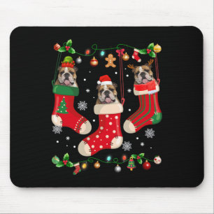 Mousepad Cachorro Inglês em Papais noeis de Natal em Choque