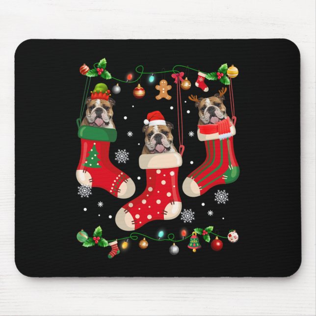 Mousepad Cachorro Inglês em Papais noeis de Natal em Choque (Frente)