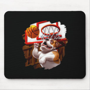 Mousepad Cachorro Inglês Jogando Bâlei Diversão De Basquete