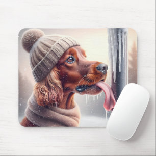 Mousepad Cachorro Irlandês Que Licencia Um Polo Congelado