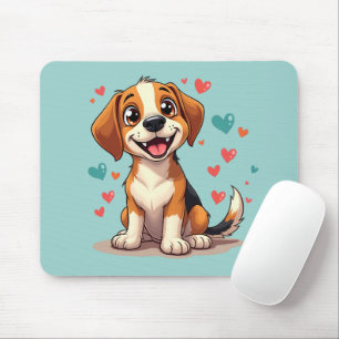 Mousepad Cachorro Kawaii Fofo com Arte de Cachorro Brincalh