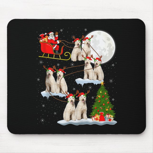 Mousepad Cachorro Labradoodle Papai Noel Trenó Voador Diver (Frente)