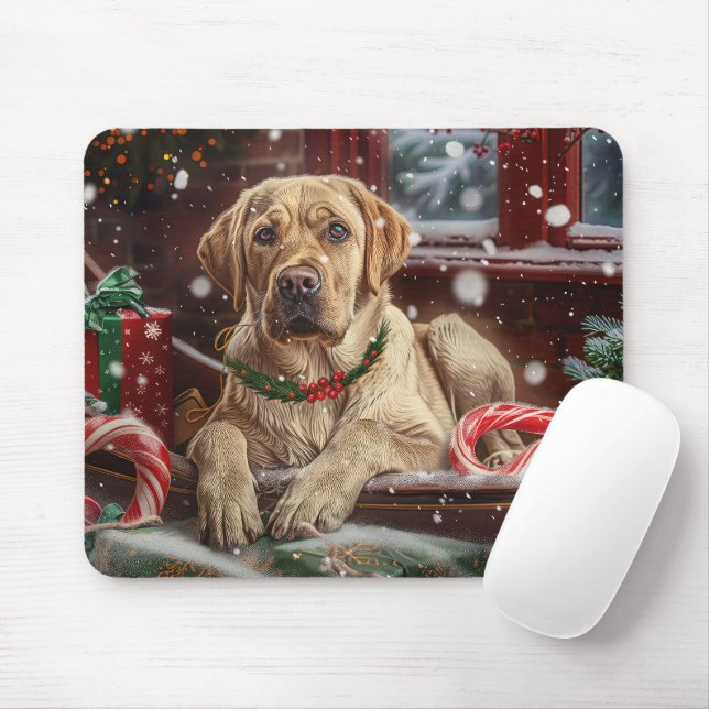 Mousepad Cachorro Labrador Festa de Natal (Com mouse)