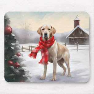 Mousepad Cachorro Labrador na Neve Natal