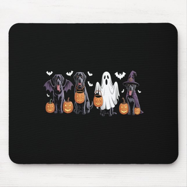 Mousepad Cachorro Labrador Preto Fofo de Halloween Abóbora  (Frente)