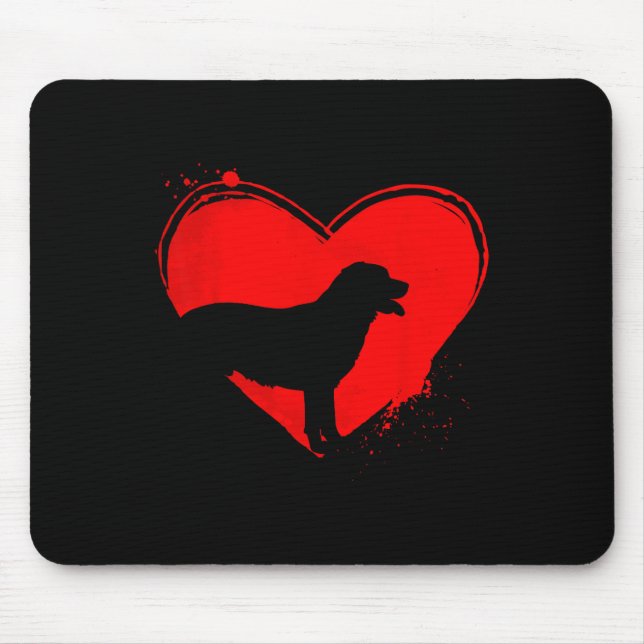 Mousepad Cachorro Labrador Retriever Coração Forma Dia dos  (Frente)