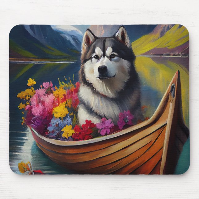 Mousepad Cachorro Malamute no Paddle: Uma Aventura Cênica (Frente)