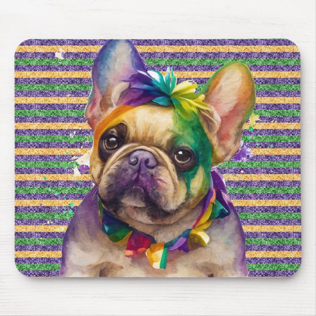 MOUSEPAD CACHORRO MARDI GRAS FRANCÊS BULLDOG (Frente)