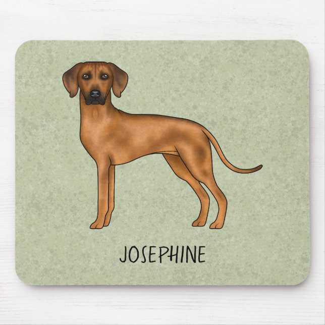 Mousepad Cachorro Marrom Fofo Rhodesian Ridgeback Com Nome  (Frente)