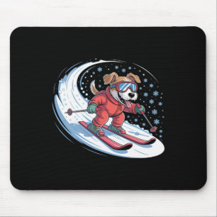 Mousepad Cachorro na Neve Cachorrinho Fofo Esportes de Inve