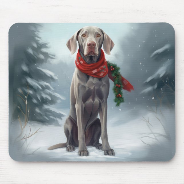 Mousepad Cachorro na Neve no Natal (Frente)