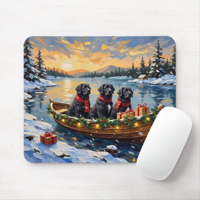 Mousepad Cachorro Newfoundland Natal Barco Férias (Com mouse)