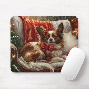 Mousepad Cachorro Papillon Natal Festivo