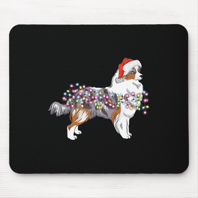 Mousepad Cachorro-pastor australiano Luz de Natal (Frente)