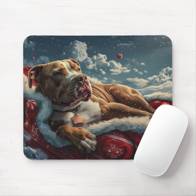 Mousepad Cachorro Pitbull Natal Festivo (Com mouse)