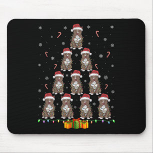 Mousepad Cachorro Pitbull Papai Noel Luz Homens Cristo Mulh