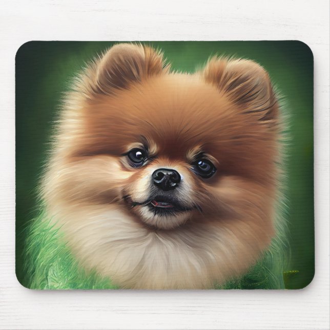 Mousepad Cachorro Pomerano na Rua. (Frente)