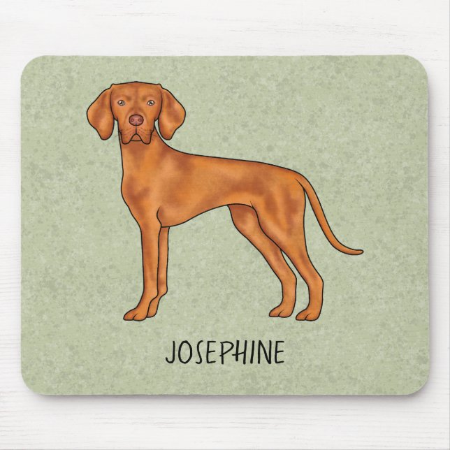 Mousepad Cachorro Ponteiro Fofo Vizsla Húngaro Com Nome Ver (Frente)